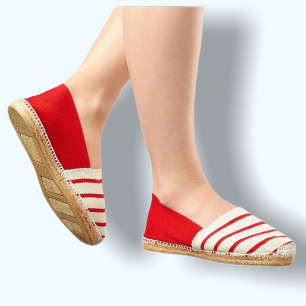 Cousu Main Classic flat Red & Ivory espadrilles